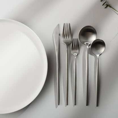 Set de couverts en acier inoxydable recouvert de titane – Service de table haut de gamme 18/10 pour les repas du quotidien et les grandes occasions