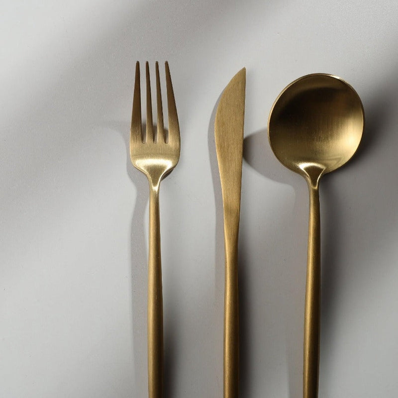 Set de couverts en acier inoxydable recouvert de titane – Service de table haut de gamme 18/10 pour les repas du quotidien et les grandes occasions