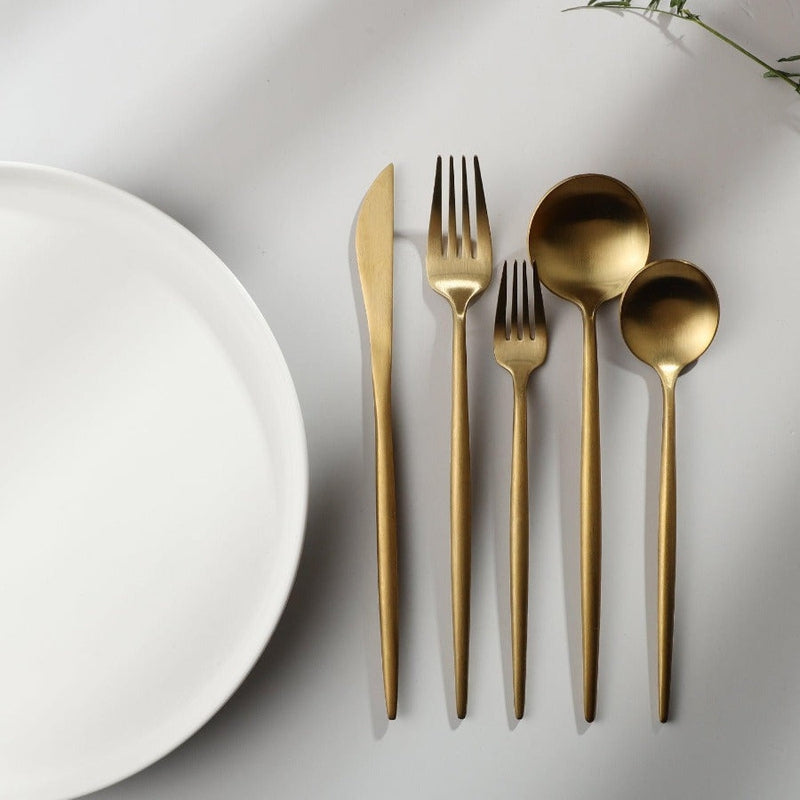 Set de couverts en acier inoxydable recouvert de titane – Service de table haut de gamme 18/10 pour les repas du quotidien et les grandes occasions