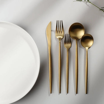 Set de couverts en acier inoxydable recouvert de titane – Service de table haut de gamme 18/10 pour les repas du quotidien et les grandes occasions