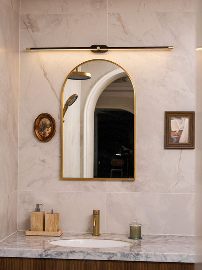 LED Bathroom Mirror Light 27 in Rechargeable Dimmable Wall Sconce Black Gold Wireless Touch Control Vanity Fixture for Powder Room