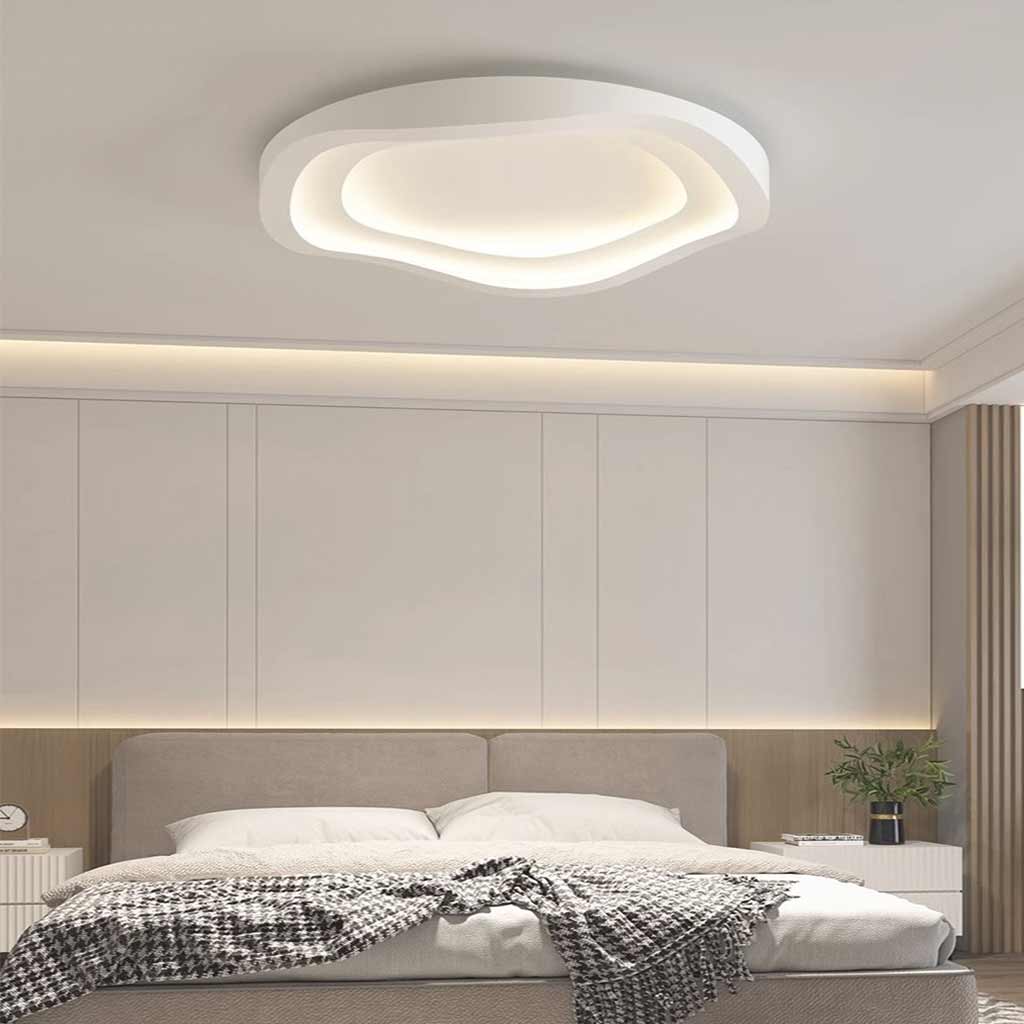 Low-Profile LED Ceiling Light 16-24 in Adjustable Dimmable White Iron Modern Overhead Fixture for Bedrooms Kitchens Home Office Hallways Ent