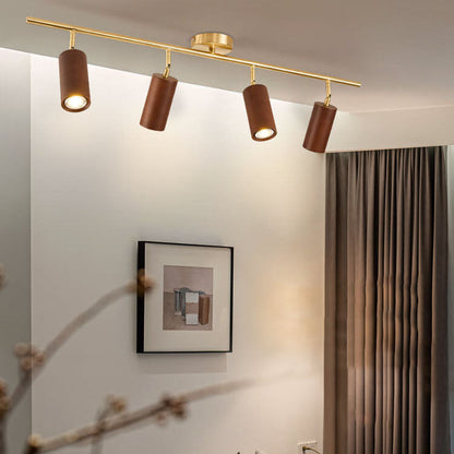 Minimalist Walnut Wood Spotlight | LED Semi-Recessed Ceiling Light for Modern Illumination
