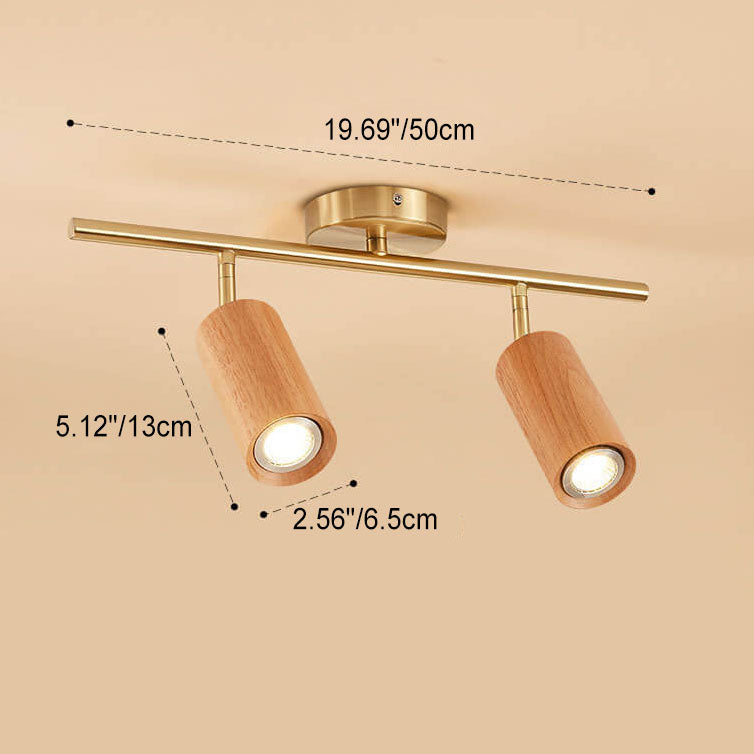Minimalist Walnut Wood Spotlight | LED Semi-Recessed Ceiling Light for Modern Illumination
