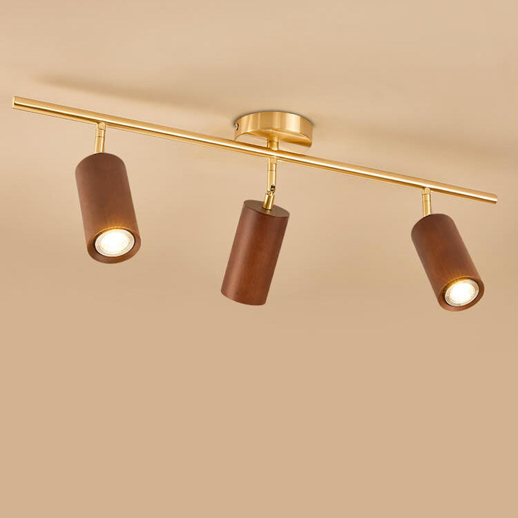 Minimalist Walnut Wood Spotlight | LED Semi-Recessed Ceiling Light for Modern Illumination