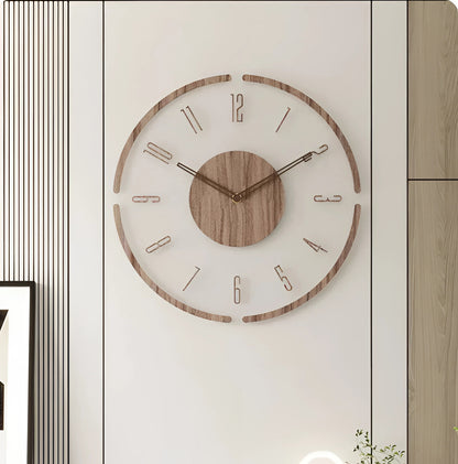 Horloges murales pour salon, horloge murale en bois silencieuse avec mouvement à quartz, grande horloge murale minimaliste pour chambre à coucher