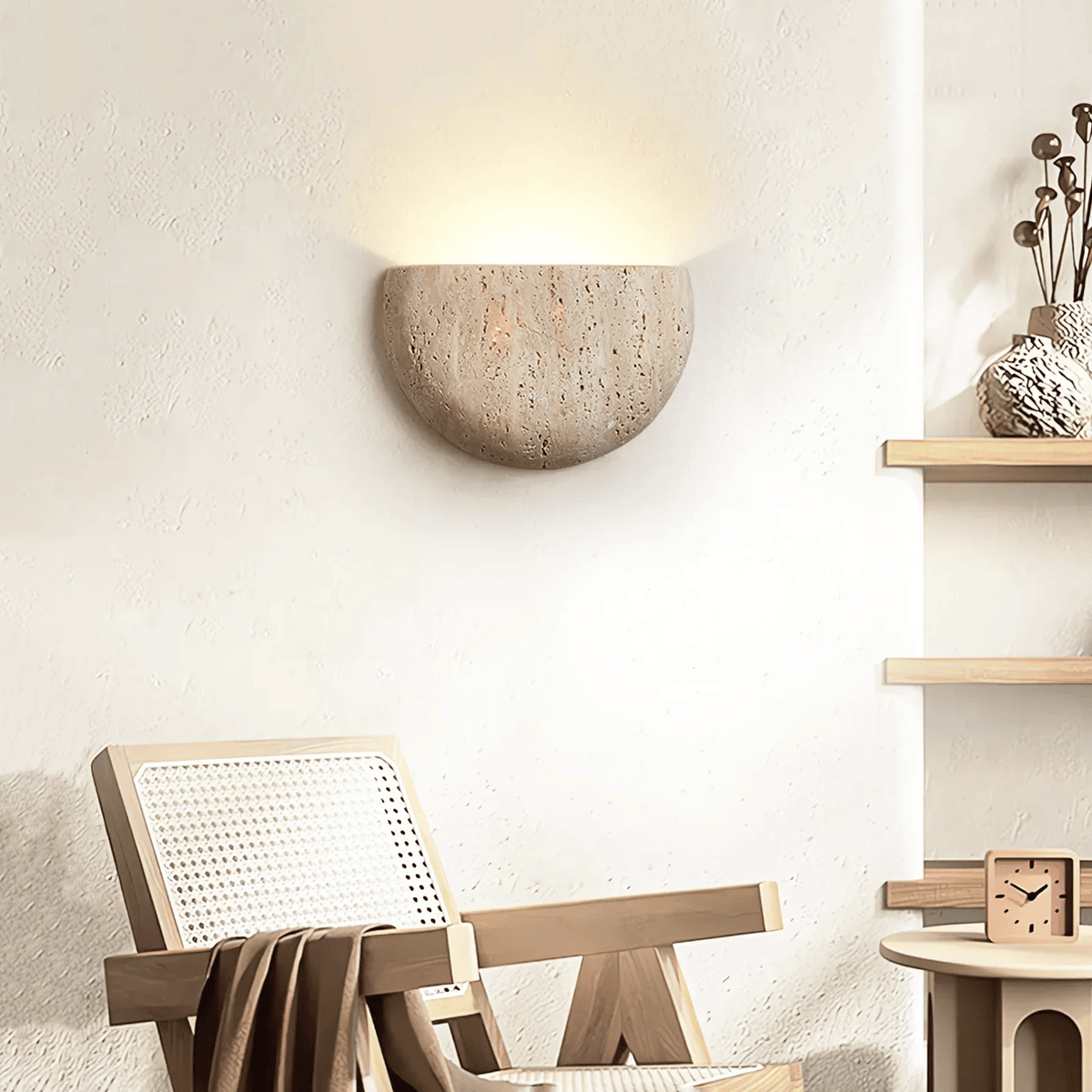 Minimalist | Wall Light Sconce with Textured Plaster Finish | Soft Ambient Illumination for Tranquil Spaces