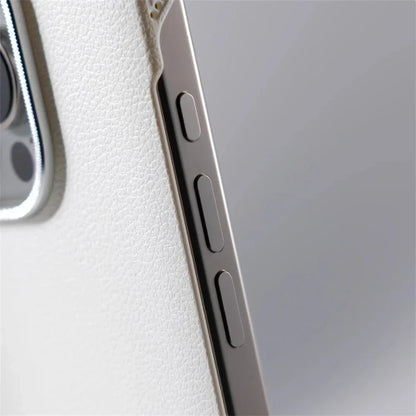 Slim Leather iPhone Case with MagSafe Compatibility – Stitched Edges, Raised Lens Guard, Non-Slip Grip for iPhone 13, 14, 15, 16 Pro Max