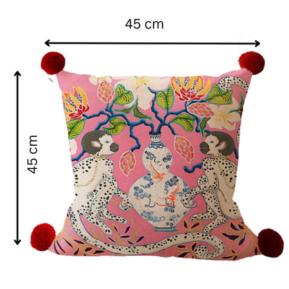 Mira Garden Cushion Cover - Reversible Microfiber with Pompom Detail