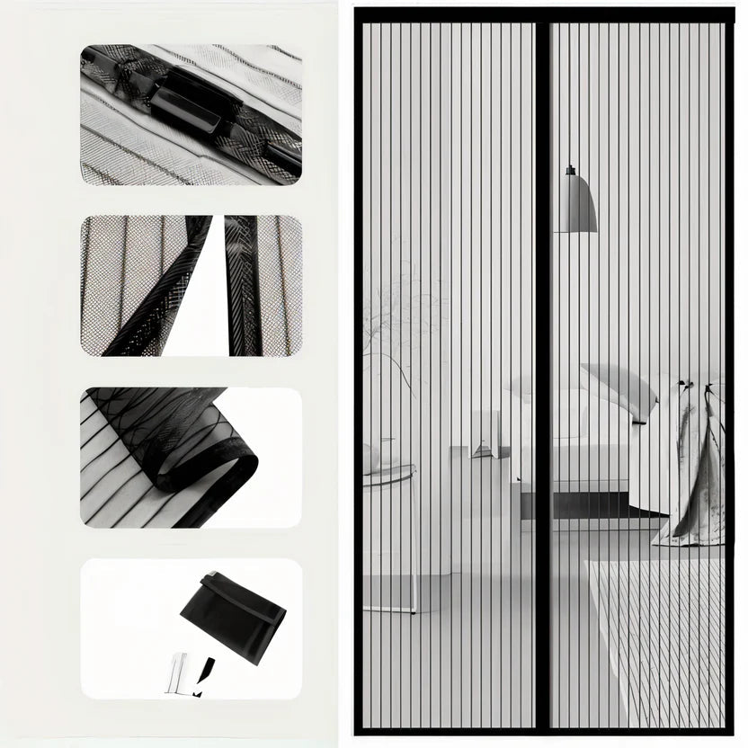 Mira Magnetic Door Curtain - Polyester Mesh, Easy Installation - 39.4 × 82.7 in