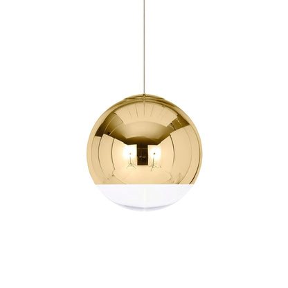 Mirror Ball Pendant Light – Modern Kitchen Pendant Lighting in Gold and Chrome, Adjustable Height, Reflective Design