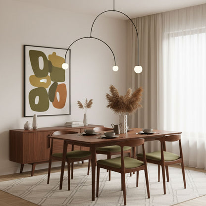 Sculptural Ceiling Light with Opaline Glass Diffusers Black & Brass Finish Multi-Arm Design for Dining Room Entryway Modern Overhead Fixture