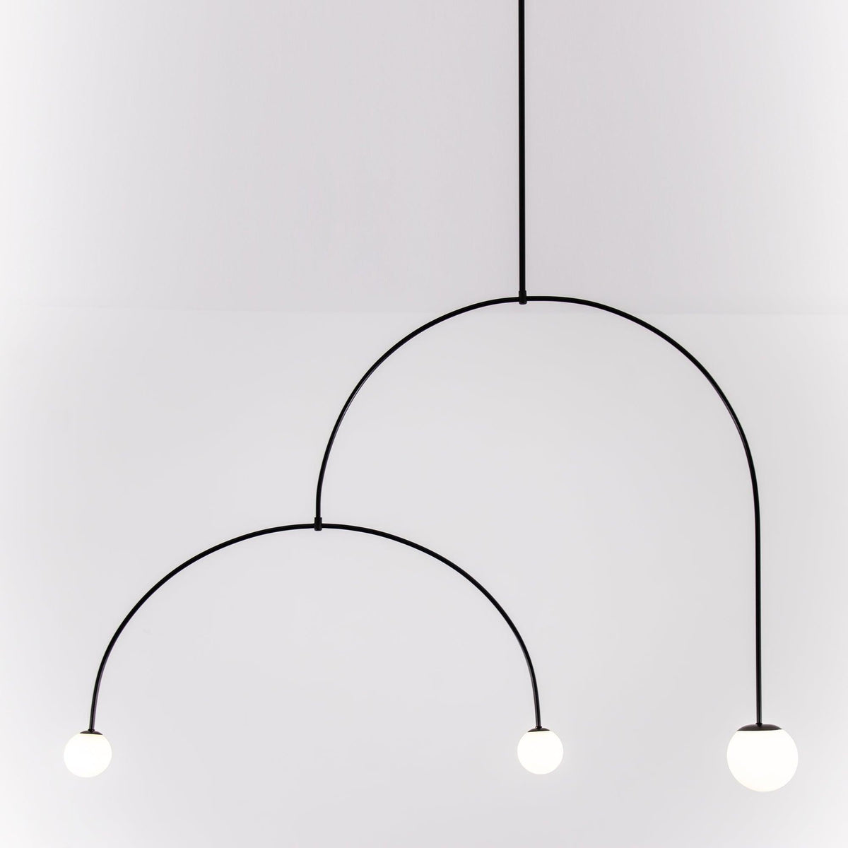 Sculptural Ceiling Light with Opaline Glass Diffusers Black & Brass Finish Multi-Arm Design for Dining Room Entryway Modern Overhead Fixture