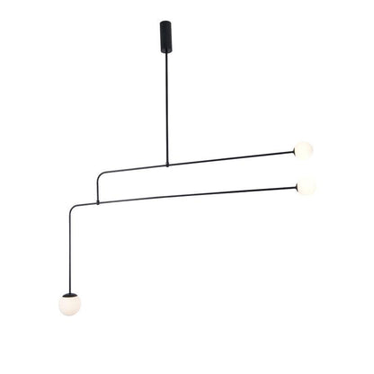 Sculptural Ceiling Light with Opaline Glass Diffusers Black & Brass Finish Multi-Arm Design for Dining Room Entryway Modern Overhead Fixture