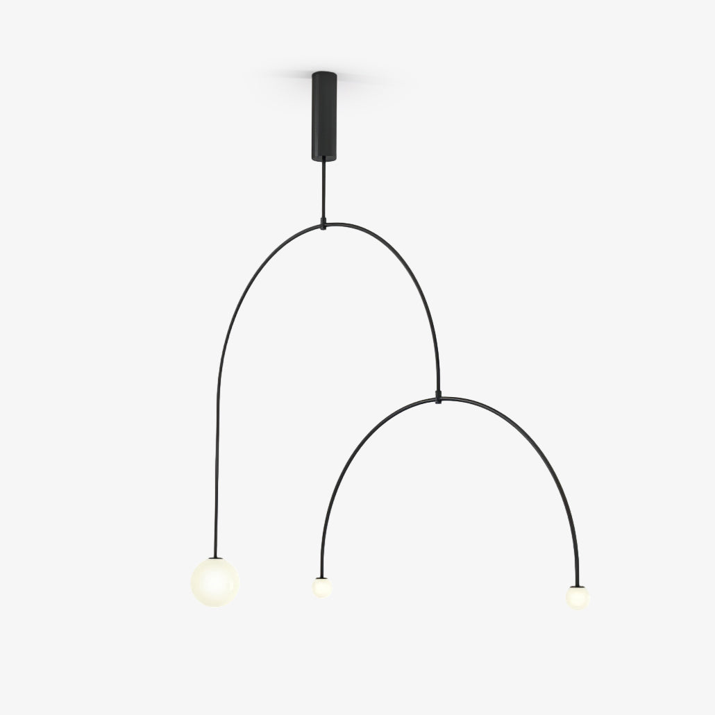Sculptural Ceiling Light with Opaline Glass Diffusers Black & Brass Finish Multi-Arm Design for Dining Room Entryway Modern Overhead Fixture