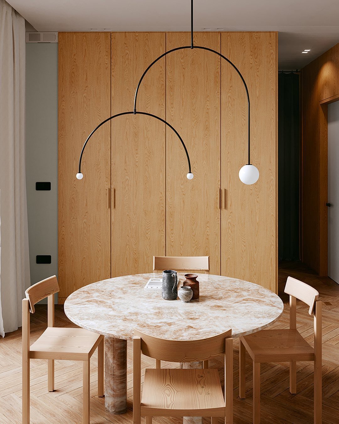 Sculptural Ceiling Light with Opaline Glass Diffusers Black & Brass Finish Multi-Arm Design for Dining Room Entryway Modern Overhead Fixture