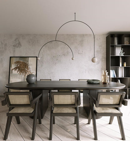 Sculptural Ceiling Light with Opaline Glass Diffusers Black & Brass Finish Multi-Arm Design for Dining Room Entryway Modern Overhead Fixture