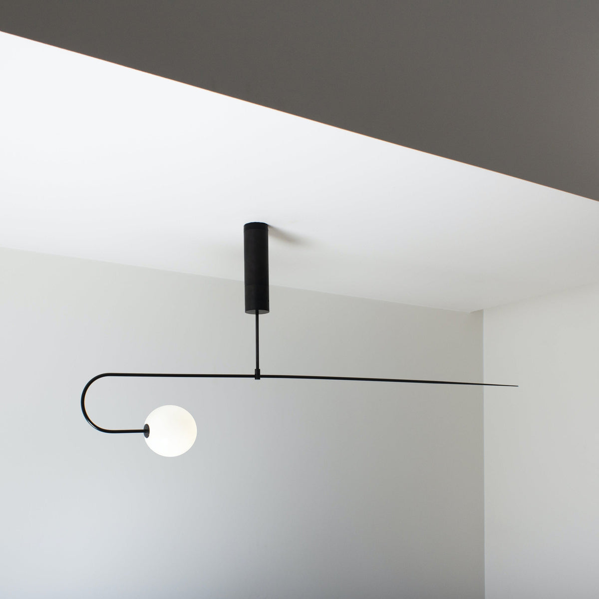 Sculptural Ceiling Light with Opaline Glass Diffusers Black & Brass Finish Multi-Arm Design for Dining Room Entryway Modern Overhead Fixture