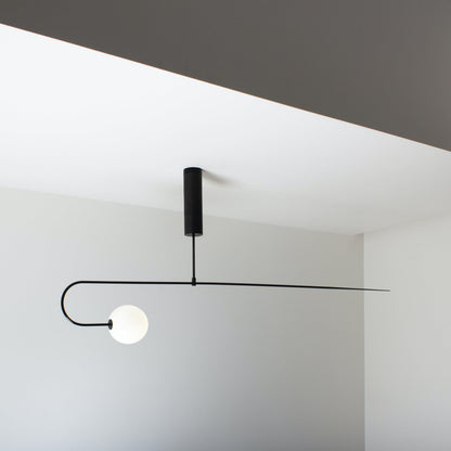 Sculptural Ceiling Light with Opaline Glass Diffusers Black & Brass Finish Multi-Arm Design for Dining Room Entryway Modern Overhead Fixture