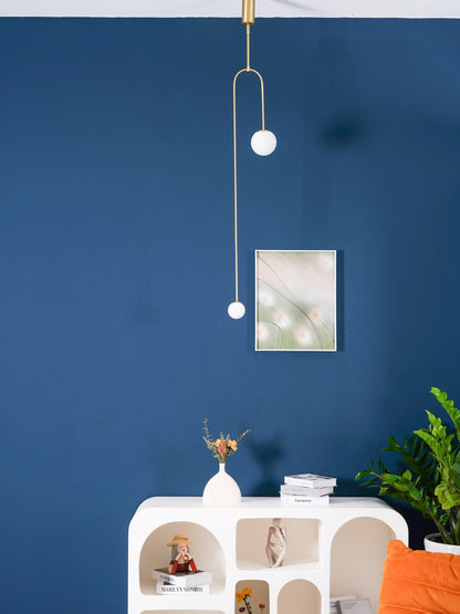 Sculptural Ceiling Light with Opaline Glass Diffusers Black & Brass Finish Multi-Arm Design for Dining Room Entryway Modern Overhead Fixture