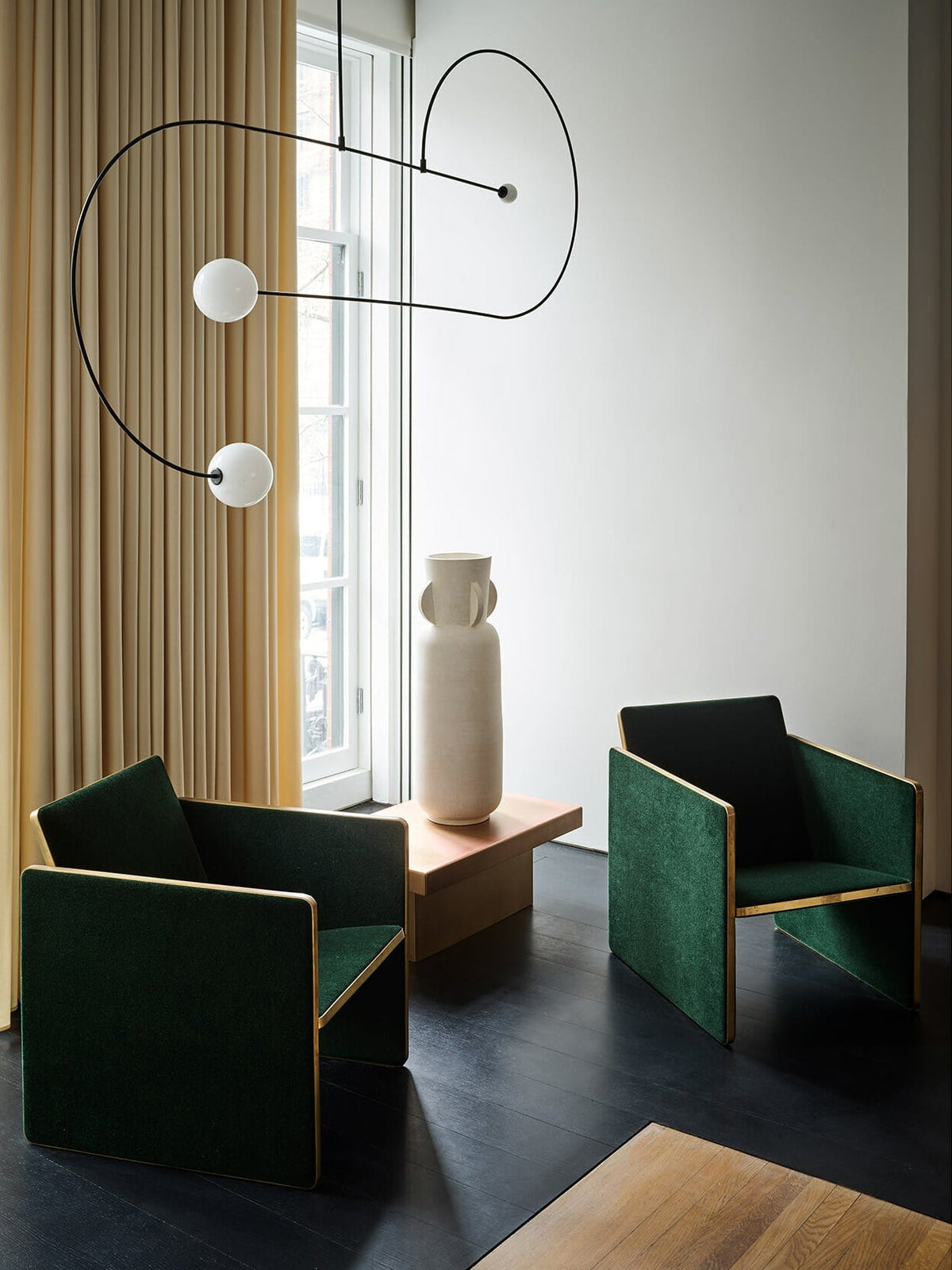 Sculptural Ceiling Light with Opaline Glass Diffusers Black & Brass Finish Multi-Arm Design for Dining Room Entryway Modern Overhead Fixture