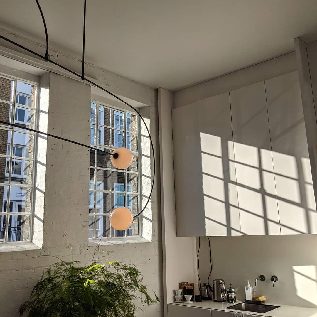 Sculptural Ceiling Light with Opaline Glass Diffusers Black & Brass Finish Multi-Arm Design for Dining Room Entryway Modern Overhead Fixture
