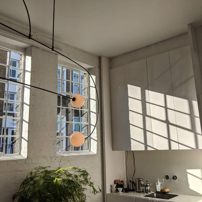 Sculptural Ceiling Light with Opaline Glass Diffusers Black & Brass Finish Multi-Arm Design for Dining Room Entryway Modern Overhead Fixture