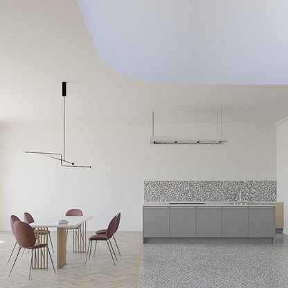 Sculptural Ceiling Light with Opaline Glass Diffusers Black & Brass Finish Multi-Arm Design for Dining Room Entryway Modern Overhead Fixture