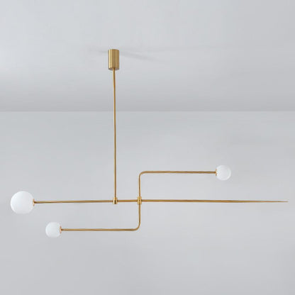 Sculptural Ceiling Light with Opaline Glass Diffusers Black & Brass Finish Multi-Arm Design for Dining Room Entryway Modern Overhead Fixture