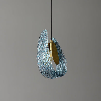 Handblown Cobalt Glass Drop Ceiling Fixture with Metal Accents 5.1 inch for Kitchen Island Dining Area Entryway