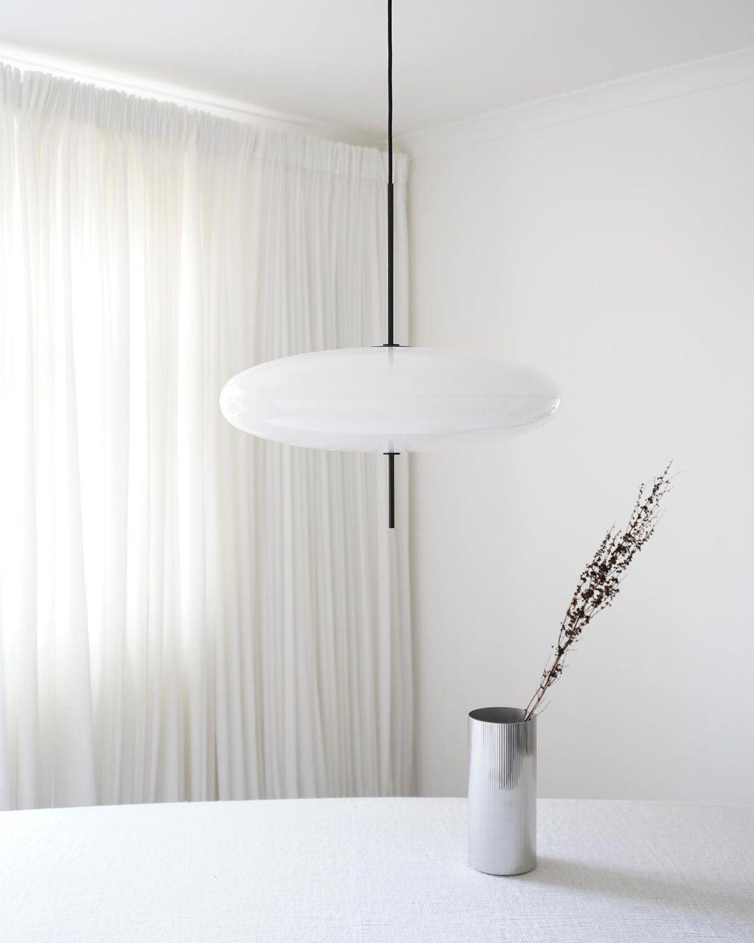 Ceiling Pendant Light White Polymer Shade Adjustable Drop Height Modern Dining Room Kitchen Living Room Hanging Fixture E26 E27 Socket 12 in