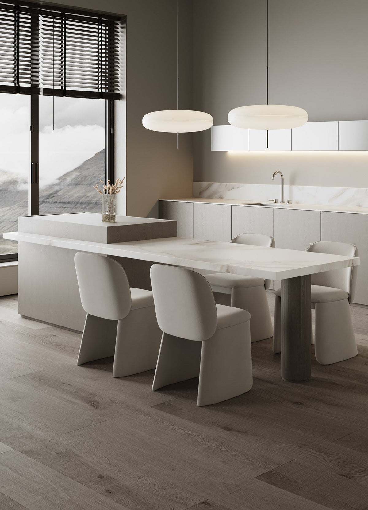 Ceiling Pendant Light White Polymer Shade Adjustable Drop Height Modern Dining Room Kitchen Living Room Hanging Fixture E26 E27 Socket 12 in