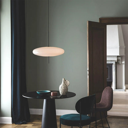 Ceiling Pendant Light White Polymer Shade Adjustable Drop Height Modern Dining Room Kitchen Living Room Hanging Fixture E26 E27 Socket 12 in
