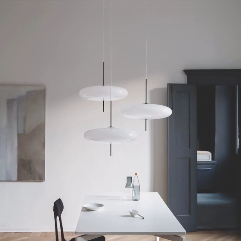 Ceiling Pendant Light White Polymer Shade Adjustable Drop Height Modern Dining Room Kitchen Living Room Hanging Fixture E26 E27 Socket 12 in