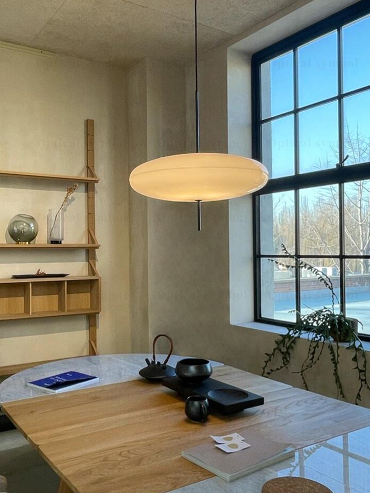 Ceiling Pendant Light White Polymer Shade Adjustable Drop Height Modern Dining Room Kitchen Living Room Hanging Fixture E26 E27 Socket 12 in