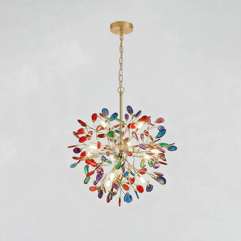 Agate Branch Chandelier 23-Inch Gold Finish Multi-Arm Adjustable G4 Fixture for Dining Room Living Room Statement Lighting Multicolor Natura