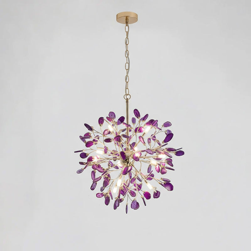 Agate Branch Chandelier 23-Inch Gold Finish Multi-Arm Adjustable G4 Fixture for Dining Room Living Room Statement Lighting Multicolor Natura