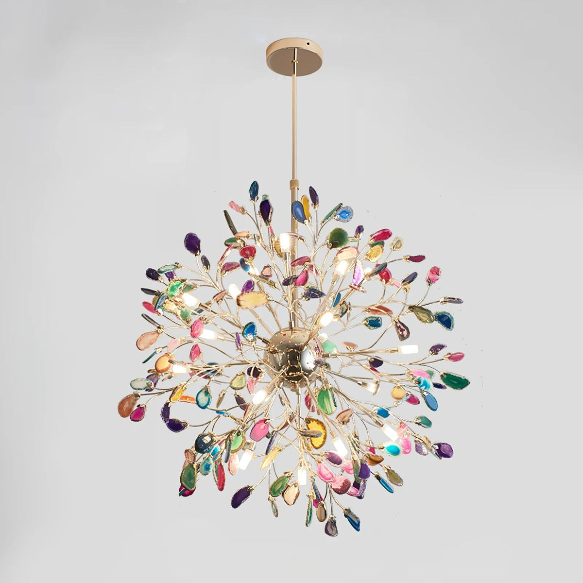 Agate Branch Chandelier 23-Inch Gold Finish Multi-Arm Adjustable G4 Fixture for Dining Room Living Room Statement Lighting Multicolor Natura