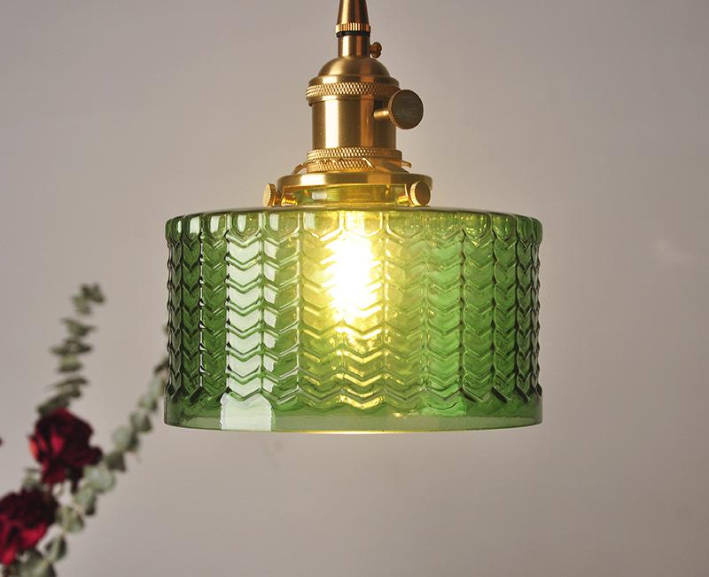 Textured Glass Drop Fixture with Brass Trim & Adjustable Cord for Kitchen Islands & Dining Spaces E27 Socket