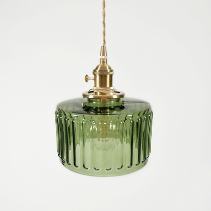 Textured Glass Drop Fixture with Brass Trim & Adjustable Cord for Kitchen Islands & Dining Spaces E27 Socket