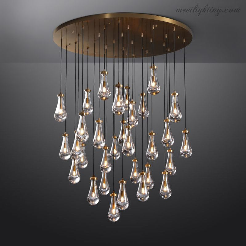 Cascading Glass Globe Chandelier – Dimmable LED Brass Fixture for Dining Room & Foyer – 18 to 60 Inch Multi-Light Statement Piece