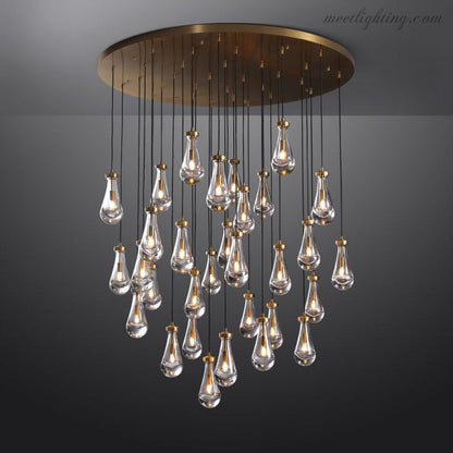 Cascading Glass Globe Chandelier – Dimmable LED Brass Fixture for Dining Room & Foyer – 18 to 60 Inch Multi-Light Statement Piece
