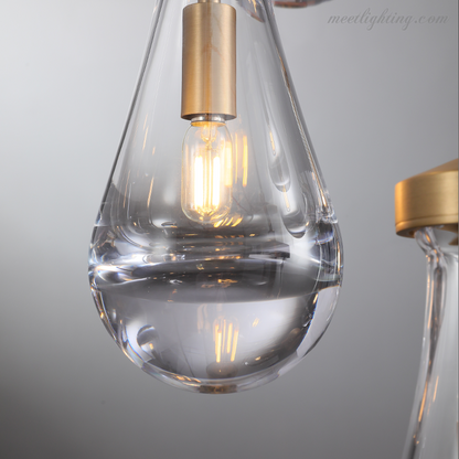 Cascading Glass Globe Chandelier – Dimmable LED Brass Fixture for Dining Room & Foyer – 18 to 60 Inch Multi-Light Statement Piece