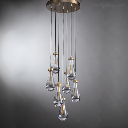 Cascading Glass Globe Chandelier – Dimmable LED Brass Fixture for Dining Room & Foyer – 18 to 60 Inch Multi-Light Statement Piece