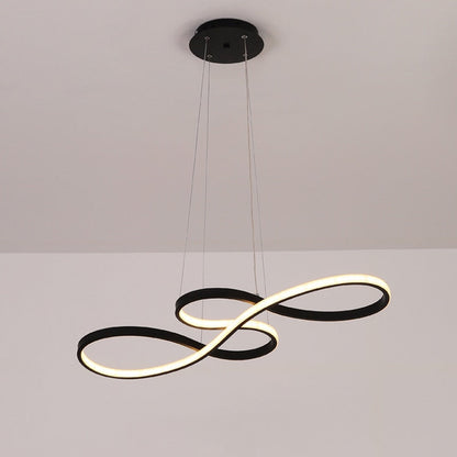 Music Note Linear Pendant Light Dimmable Metal & Silicone Artistic Fixture for Bedroom Living Room Adjustable Modern Chandelier