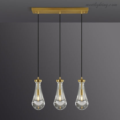 Linear Glass Teardrop Fixture Brass Nickel Black Finish LED Dining Room Bedroom Living Room Restaurant Hotel Ceiling Statement Light