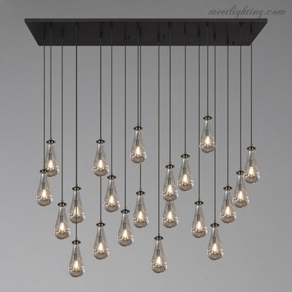 Linear Glass Teardrop Fixture Brass Nickel Black Finish LED Dining Room Bedroom Living Room Restaurant Hotel Ceiling Statement Light