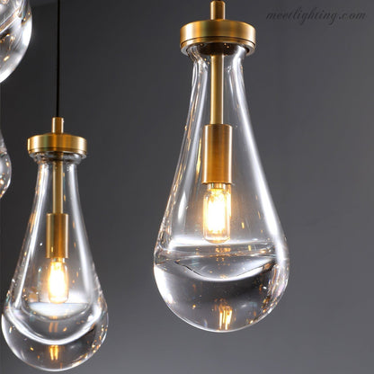Linear Glass Teardrop Fixture Brass Nickel Black Finish LED Dining Room Bedroom Living Room Restaurant Hotel Ceiling Statement Light