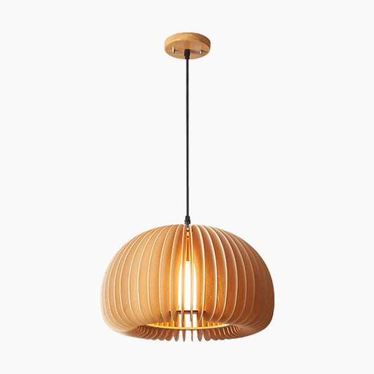 Plafonnier en bois finition naturelle, suspension de 14 pouces pour tables à manger, îlots de cuisine et salons, température de couleur réglable, culot E26