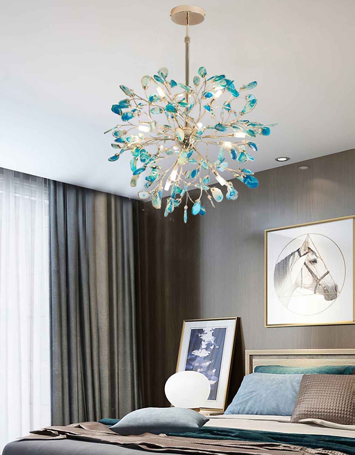 Agate Branch Chandelier 23-Inch Gold Finish Multi-Arm Adjustable G4 Fixture for Dining Room Living Room Statement Lighting Multicolor Natura